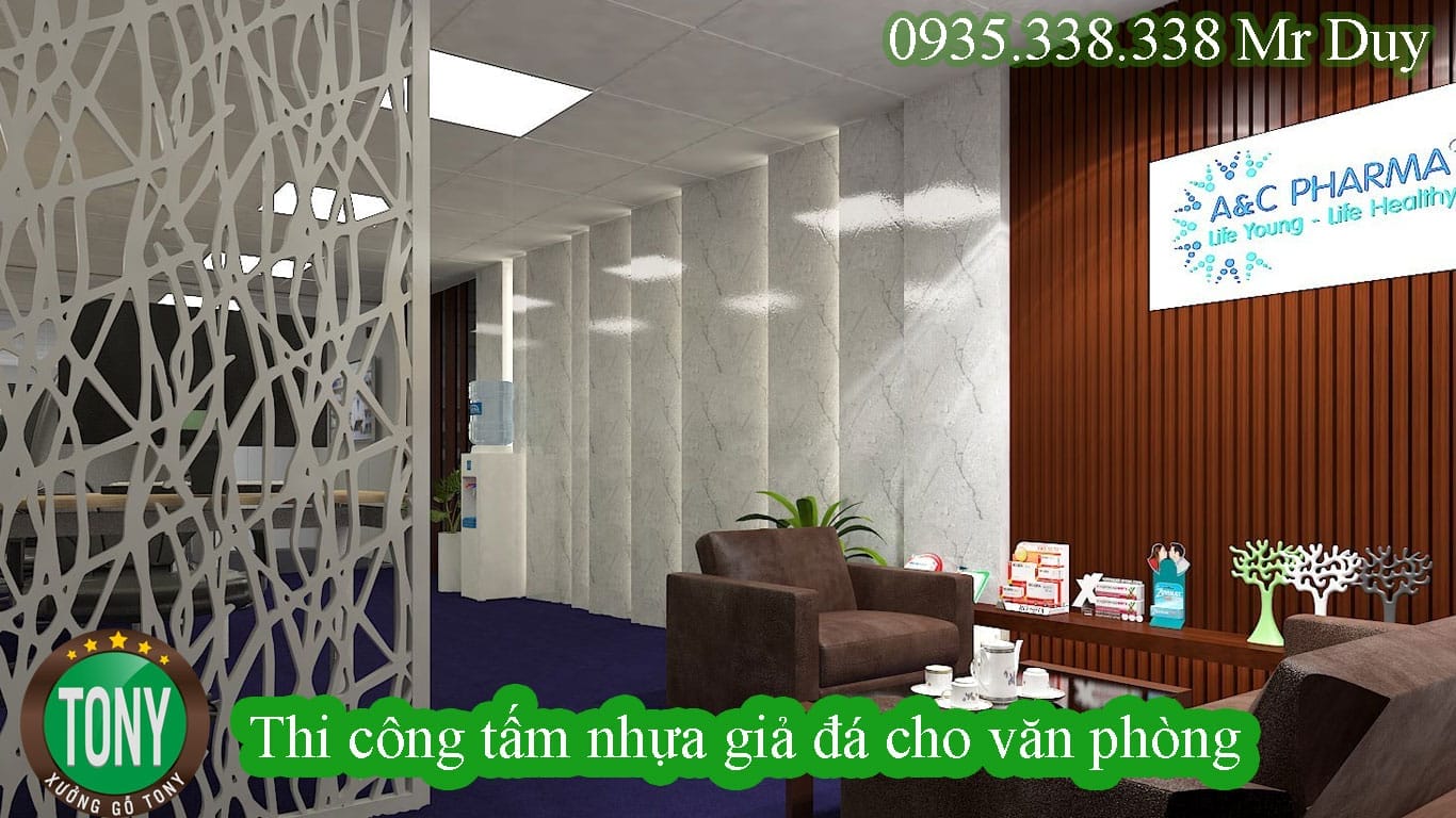 Thi công tấm nhựa giả đá cho văn phòng