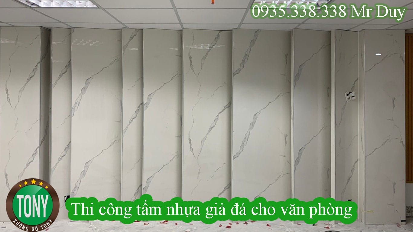 Thi công tấm nhựa giả đá cho văn phòng