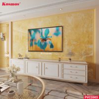 Ốp Tường PVC Vân Đá Marble Vàng Vân Mây Kosmos PVC2003