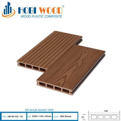 Sàn gỗ nhựa ngoài trời lỗ vuông màu brown