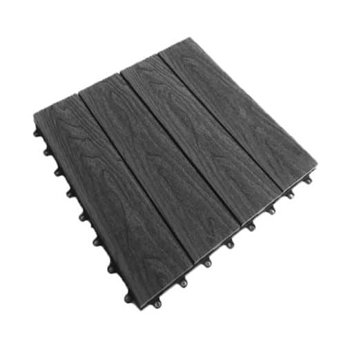 Vỉ gỗ nhựa ngoài trời 3D màu xám đen
