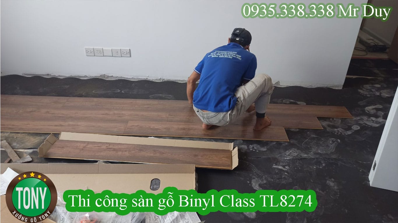 Thi công sàn gỗ Binyl Class TL8274