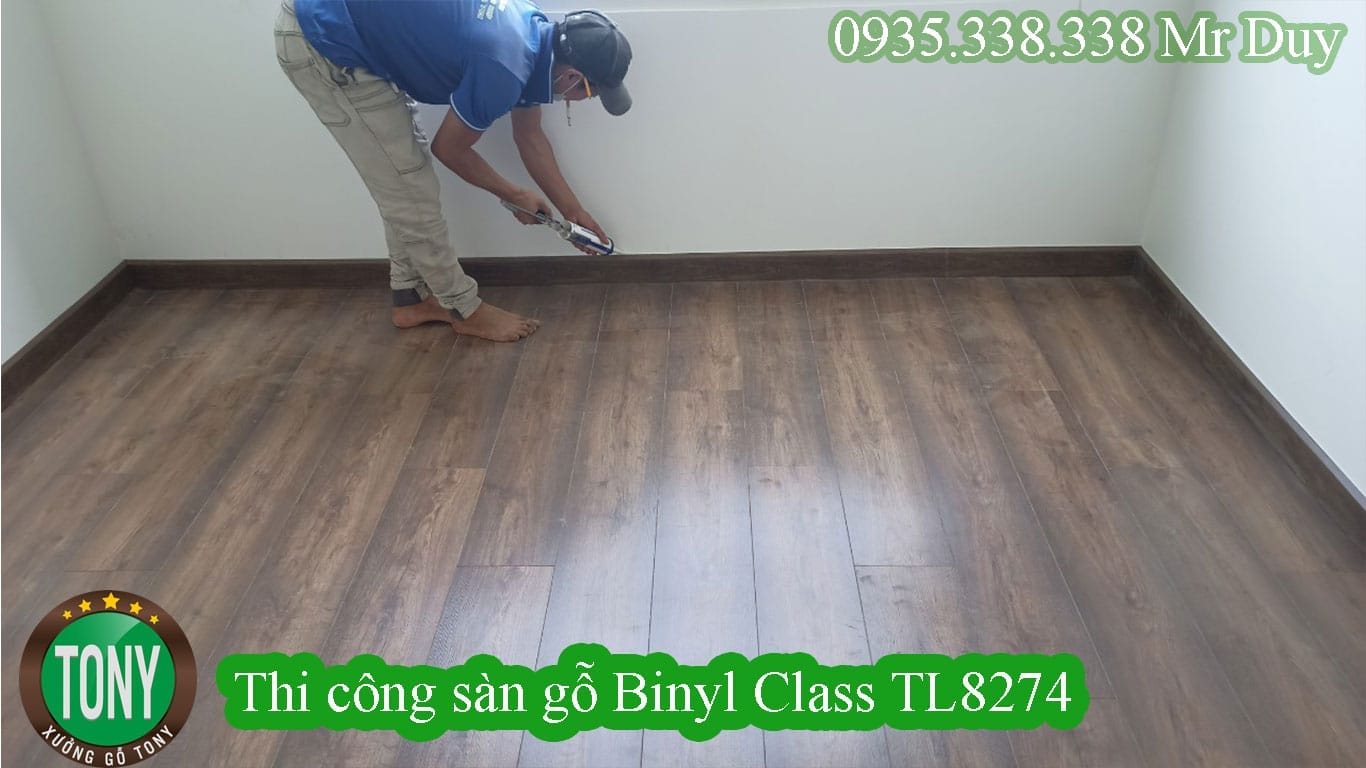 Thi công sàn gỗ Binyl Class TL8274