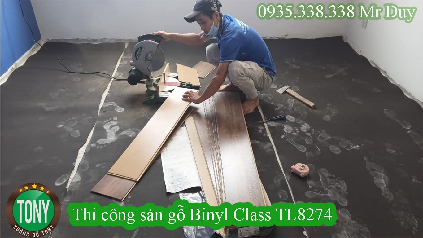 Thi công sàn gỗ Binyl Class TL8274