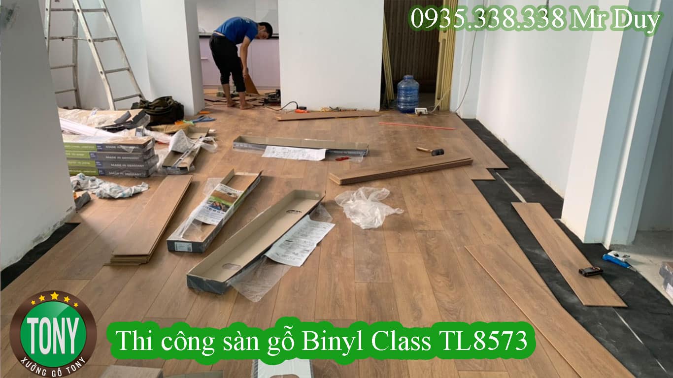 Thi công sàn Binyl Class TL8573