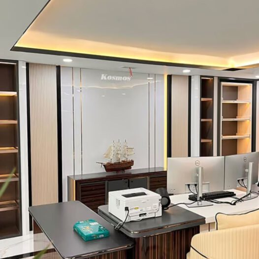 Tấm ốp tường sợi than tre Kosmos TT-804 vân đá trắng