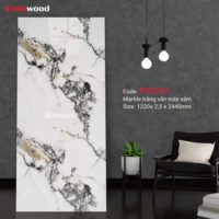 Nhựa Ốp Tường Giả Đá Trắng Vân Mây Xám PVC232 Galawood - Vẻ Đẹp Hiện Đại & Thanh Lịch