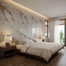 Ốp tường PVC vân đá Galawood PVC228 trang trí phòng ngủ cao cấp