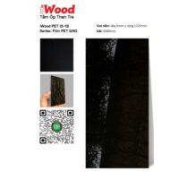 Tấm ốp than tre đơn sắc PET iS-1B iWood - Màu đen bóng cao cấp