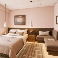 Ốp tường Tấm than tre vân vải CL-6 iWood - Màu hồng nhạt sợi vải bố