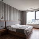 Tấm Ốp Lam 3 Sóng Hobiwood LS3T 09 – Vân Bê Tông Xi Măng Xám Tấm ốp lam 3 sóng LS3T-09 vân bê tông xám trang trí tường đầu giường phòng ngủ căn hộ cao tầng view thành phố hiện đại